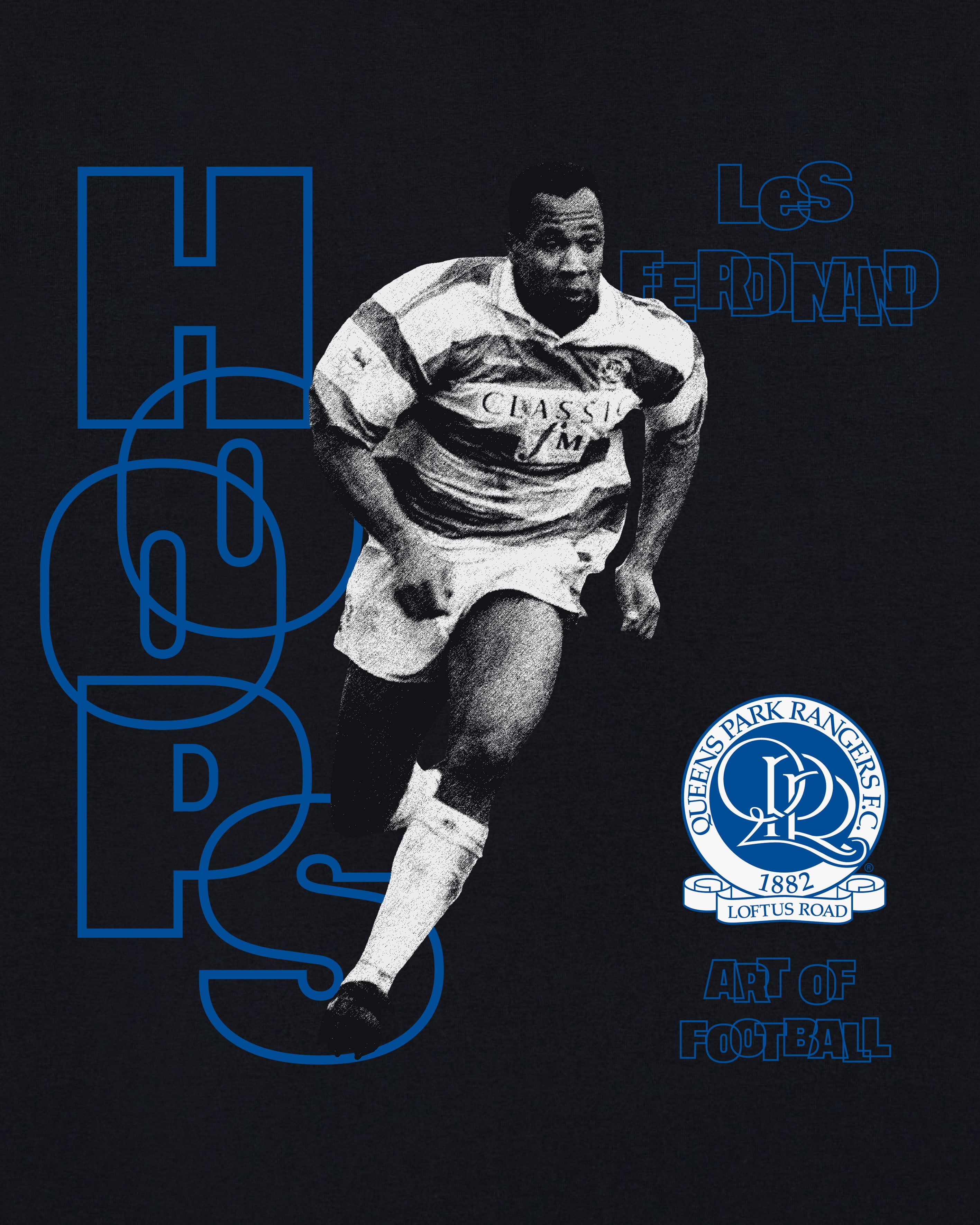 ART OF x QPR Ferdinand Tee | Black Graphic Football Player T-shirt