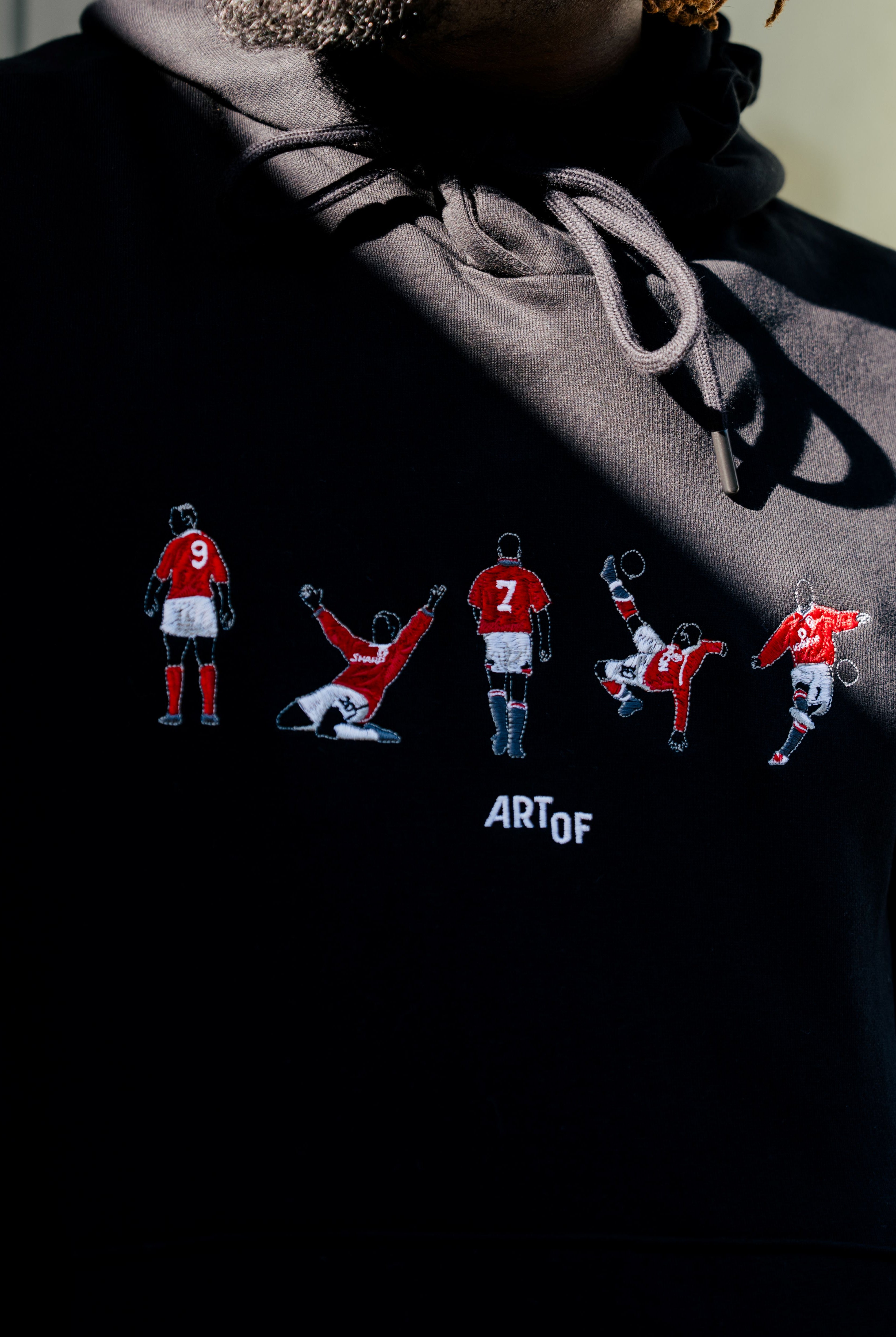 ART OF United Embroidered Icons Black Hoodie | MUFC Football Sweat