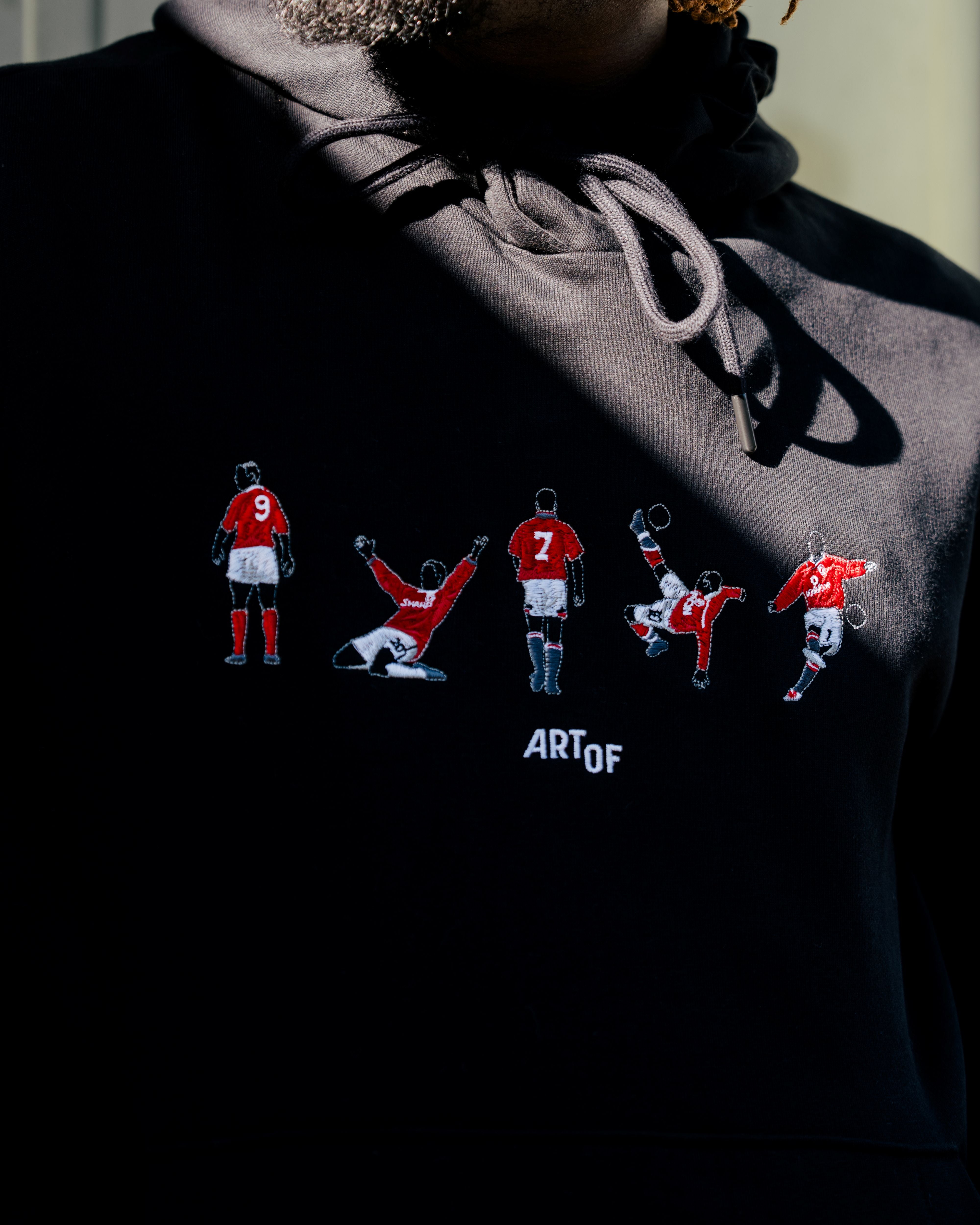 ART OF United Embroidered Icons Black Hoodie | MUFC Football Sweat