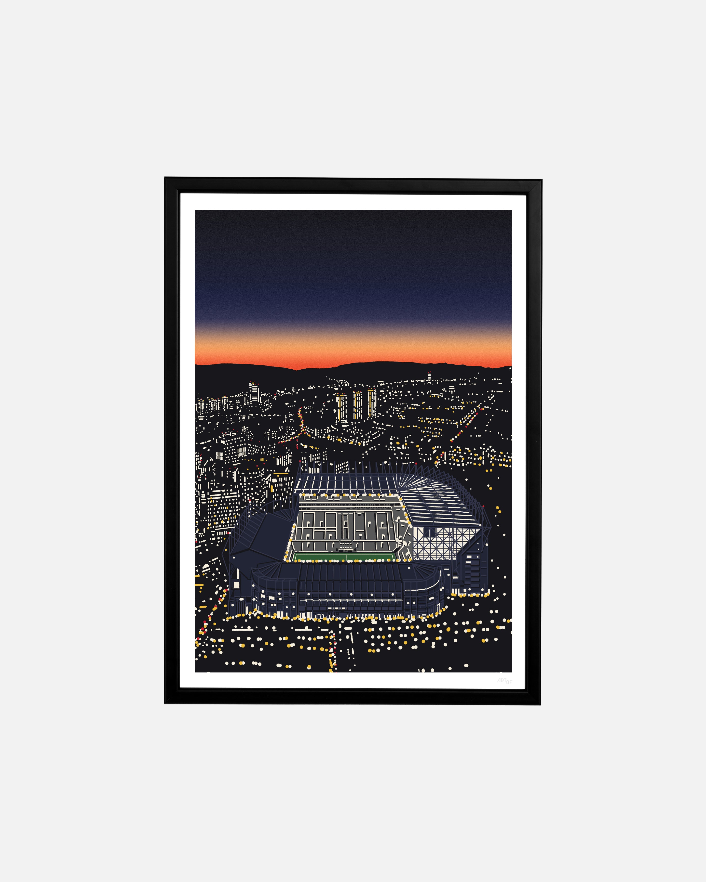 ART OF Toon Under The Lights Framed Print | Football Art