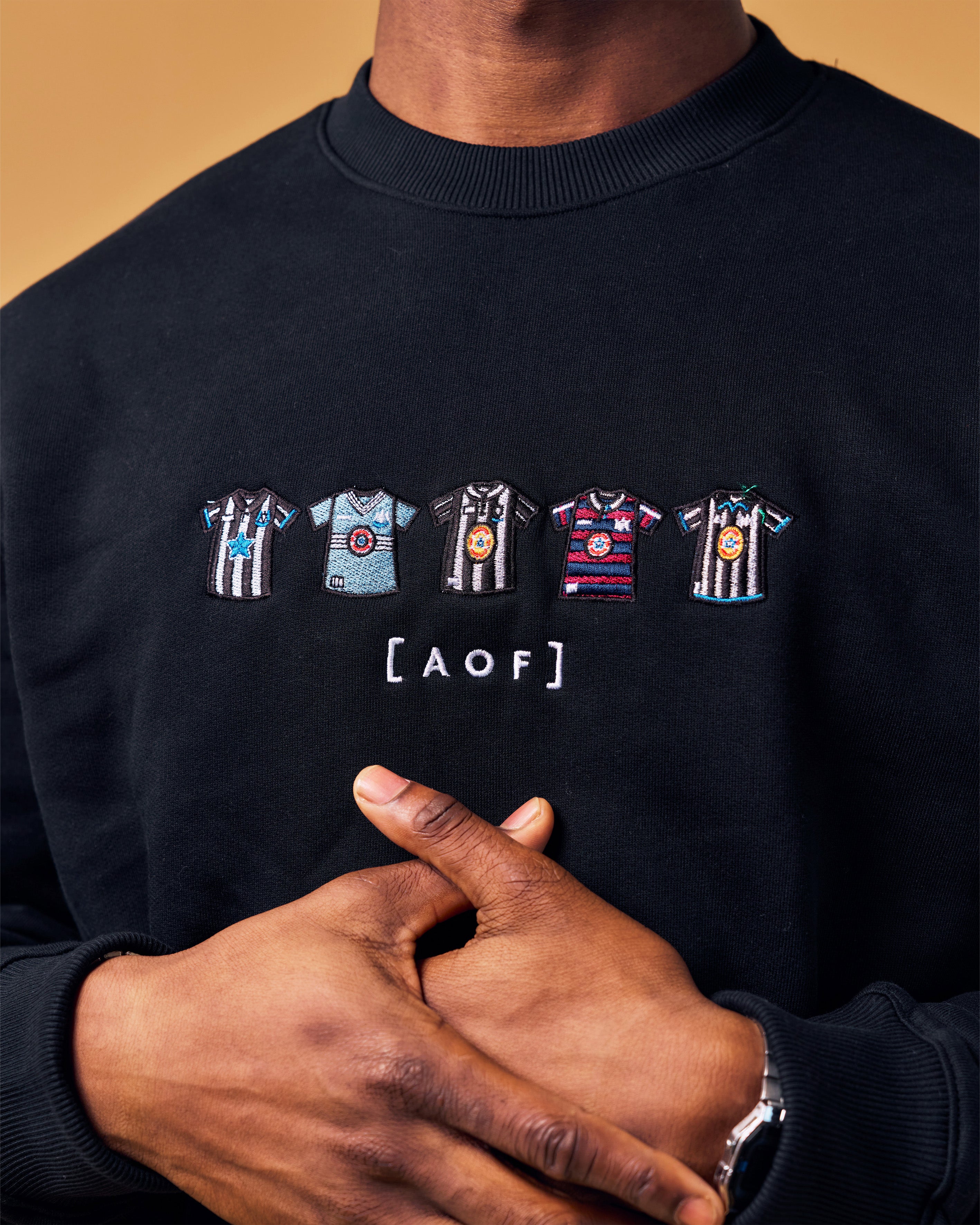 AOF Toon Embroidered Classics | Black Sweat | Art of Football