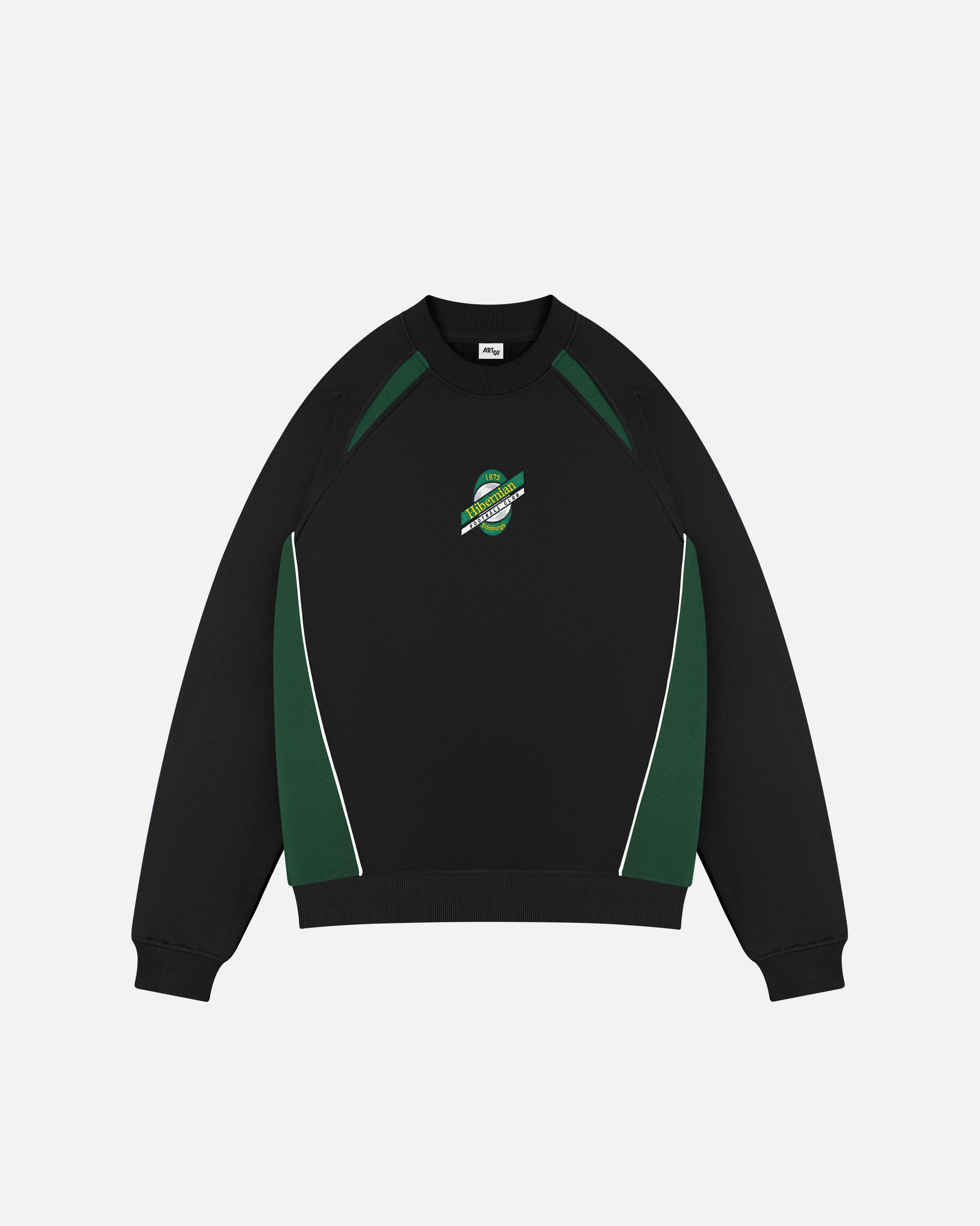 ART OF Hibernian Black Panelled Sweat | HFC Embroidered Football Merch