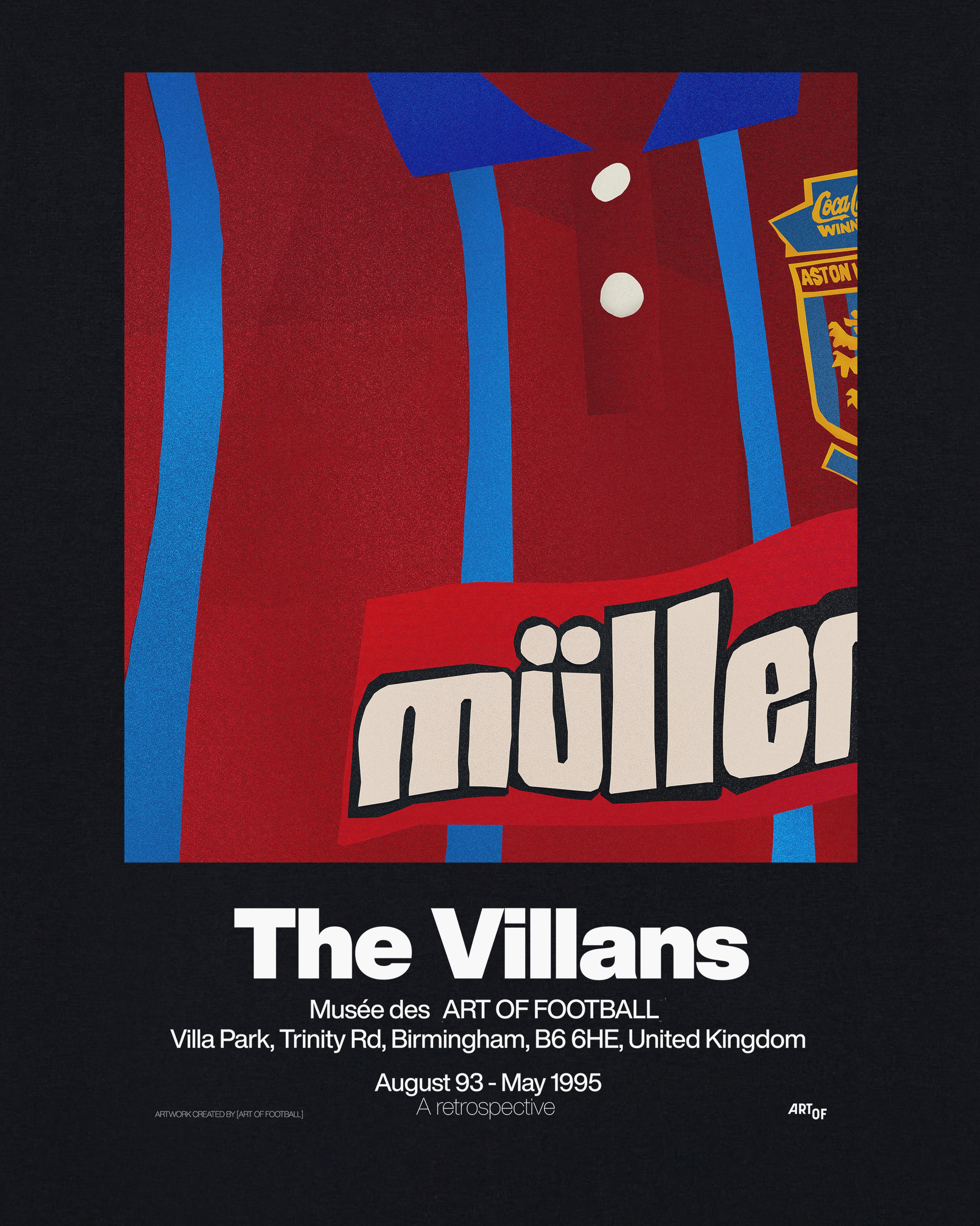 ART OF The Villans 93-95 Tee | Black Graphic Football T-shirt