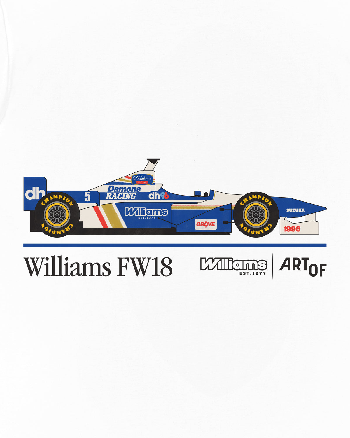 ART OF x Atlassian Williams | FW18 Car Tee | White Car Racing T-shirt