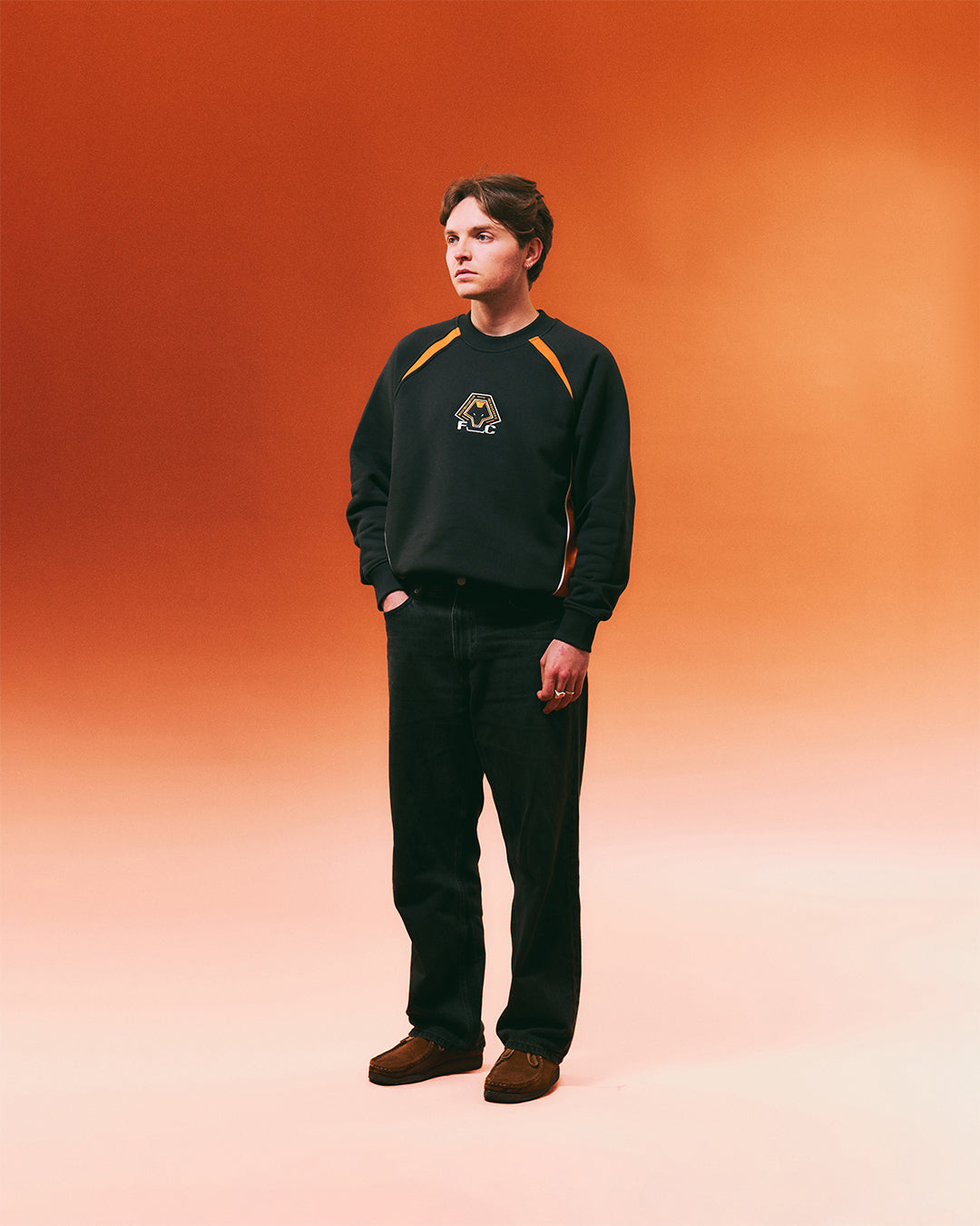 ART OF x Wolves Black & Orange Panelled Sweat | WWFC Football Merch