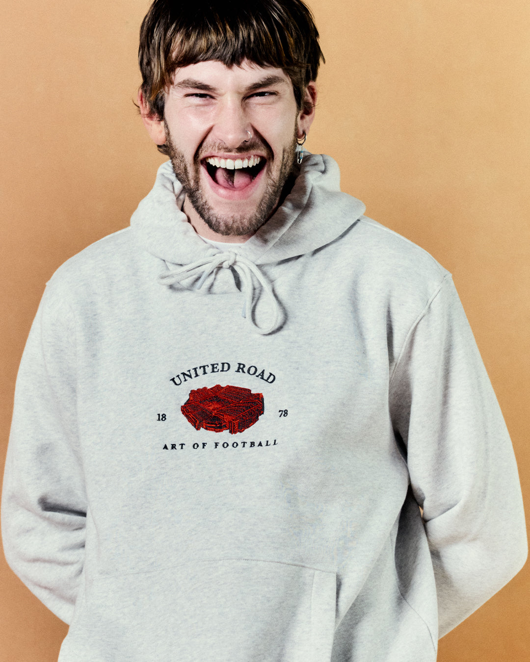 ART OF United Stadium Hoodie | MUFC Grey Embroidered Football Sweat